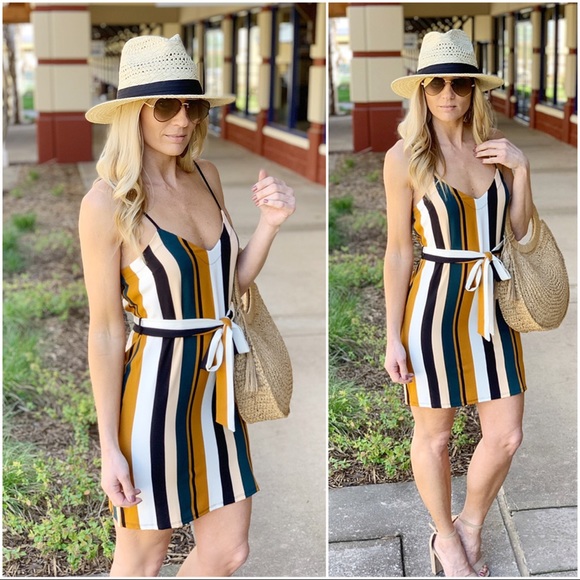 Infinity Raine Dresses & Skirts - ✨LAST TWO✨Striped dress with self tie belt
